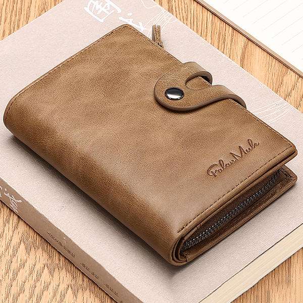 Wholesale New Design Brown Genuine Leather Wallets vintage mens