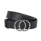 Women Black Textured Belt With Metal Buckle