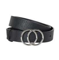 Women Black Textured Belt With Metal Buckle