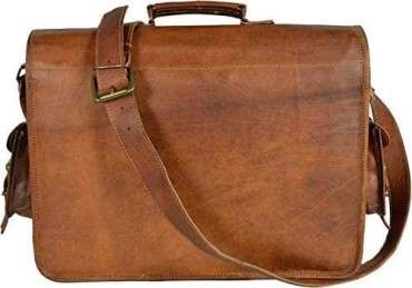Manufacturer of Durable Coffee Brown briefcase Leather Bag in Delhi