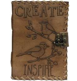 Manufacturer of Leather Inspire Bird Embossed Antique Journal in Delhi